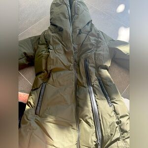 ADALI Down coat with Signature Mackage Collar in beautiful green color